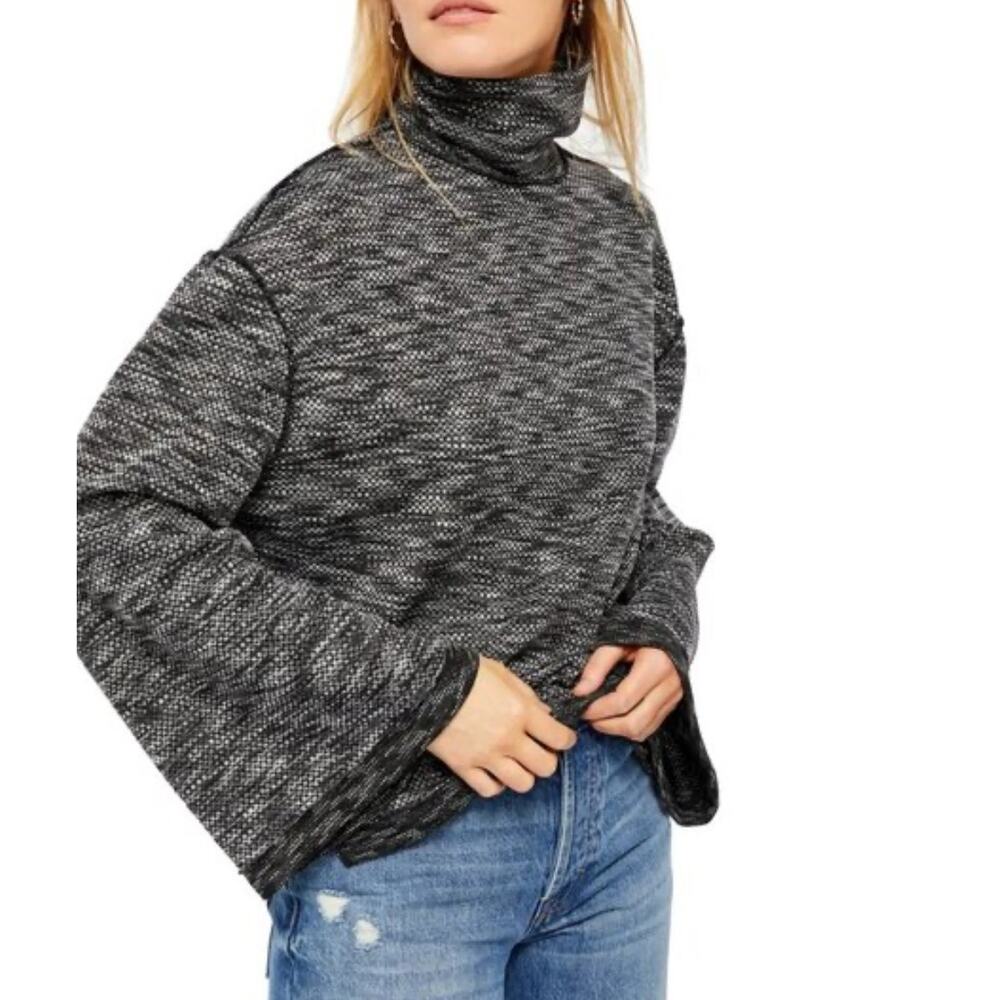 Free People Sunny Days Mock Neck Oversized Sweater Knit Boxy Winter Top Small